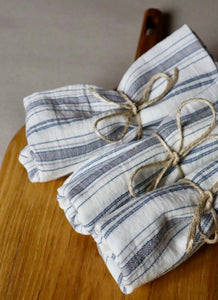 Linen tea towel, red or blue striped