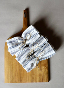 Linen tea towel, red or blue striped
