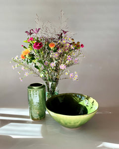 Handmade ceramic bowl in green by Nathalie Merian